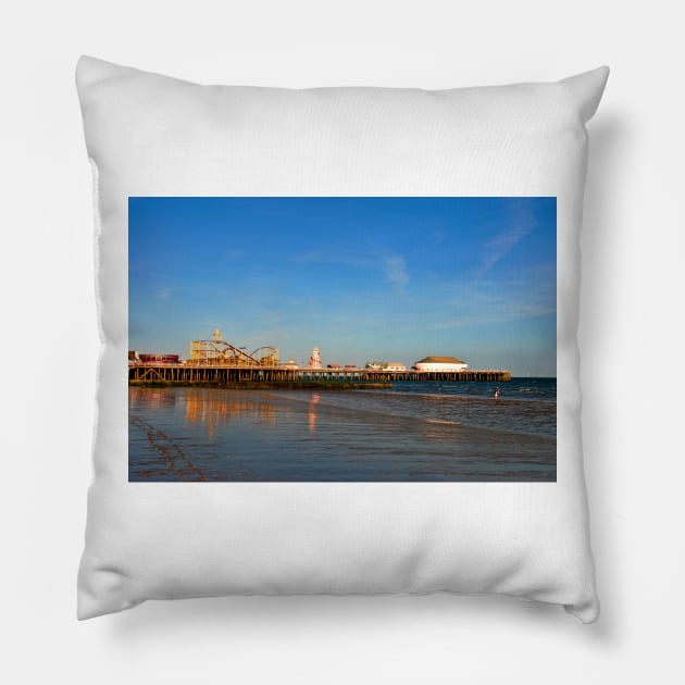 Clacton On Sea Pier And Beach Essex UK Pillow by AndyEvansPhotos