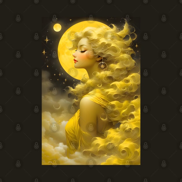Yellow moon girl by Spaceboyishere
