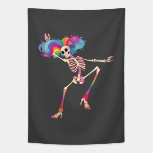 Dancing Skeleton Rainbow Tapestry