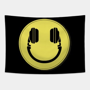 Music Makes Me Happy // Headphones Smiley Face Tapestry