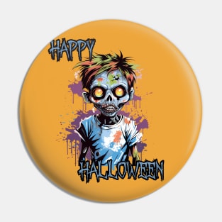 Spooky Zombie Boy Happy Halloween Pin