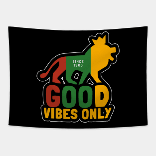 Good Vibes Only, Reggae Conquering Lion With Crown Tapestry