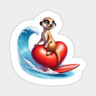 Surfing Meerkat Love - Riding the Waves of Affection Magnet