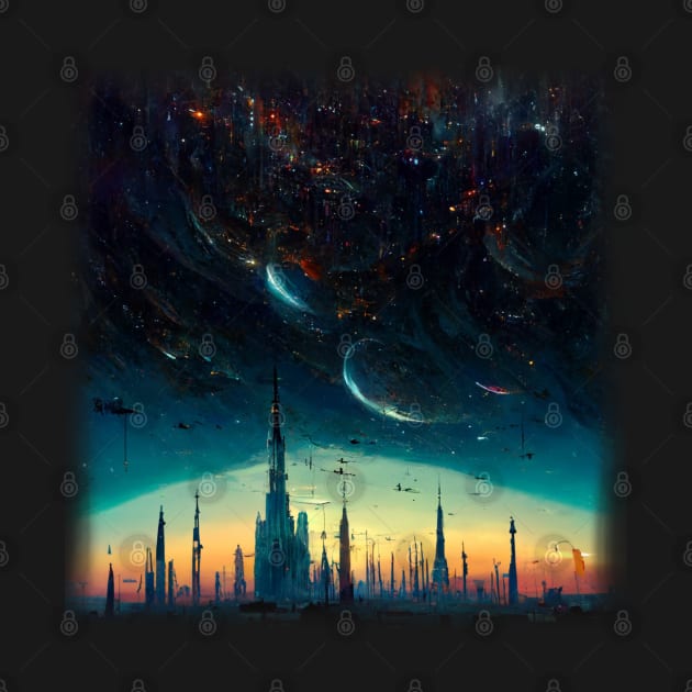 City In Space Artwork by maxdax