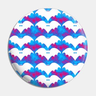 White Bats And Bows Blue Pink Pin