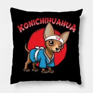 Original Cute Funny Japanese Konnichiwa Kawaii Chihuahua Dog Gift For Dog Lovers Pillow