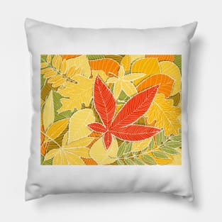 Autumn illustration with colorful fallen leaves Pillow