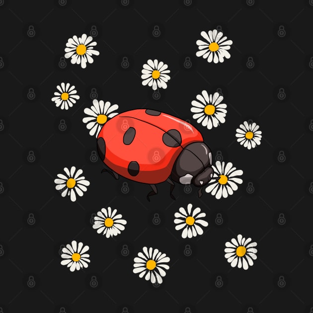 Ladybug Chamomile Marguerites Retro Daisies Flower Gardeners by Ai Wanderer