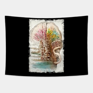 Abstract brain and spine tree Tapestry