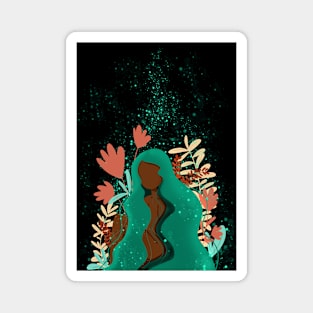 Magical Lady 3, Emerald Figure Illustration Magnet