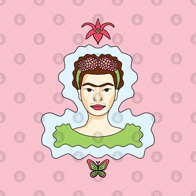 Cute Cartoon Frida Kahlo portrait by Twist Design