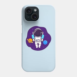 Cute Astronaut Floating In Space With Popsicle Ice Cream Cartoon Phone Case