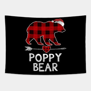 Red Plaid Poppy Bear Santa Arrow Shirt Matching Pajama Family Tapestry