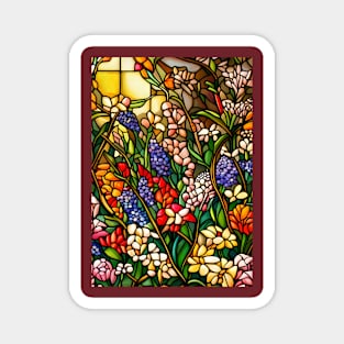 Stained Glass Colorful Wildflowers Magnet