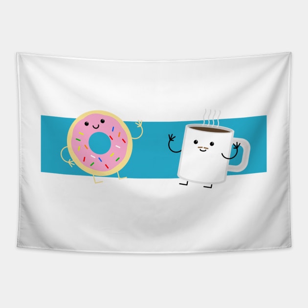 Donut & Coffee Tapestry by MoustacheRoboto