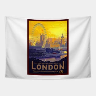 Vintage Travel London Art Tapestry