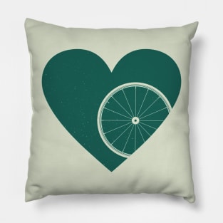 Heart with Road Bike Wheel for Cycling Lovers Pillow