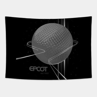 EPCOT Spaceship Earth Grayscale Shirt Design - Front Design for Light Shirts Tapestry