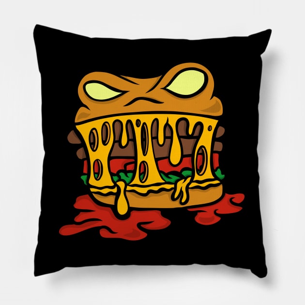 The Burgers Are Coming To Get You Barbara! Pillow by ryandraws_stuff