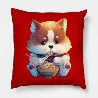 Cute akita inu eat ramen Pillow