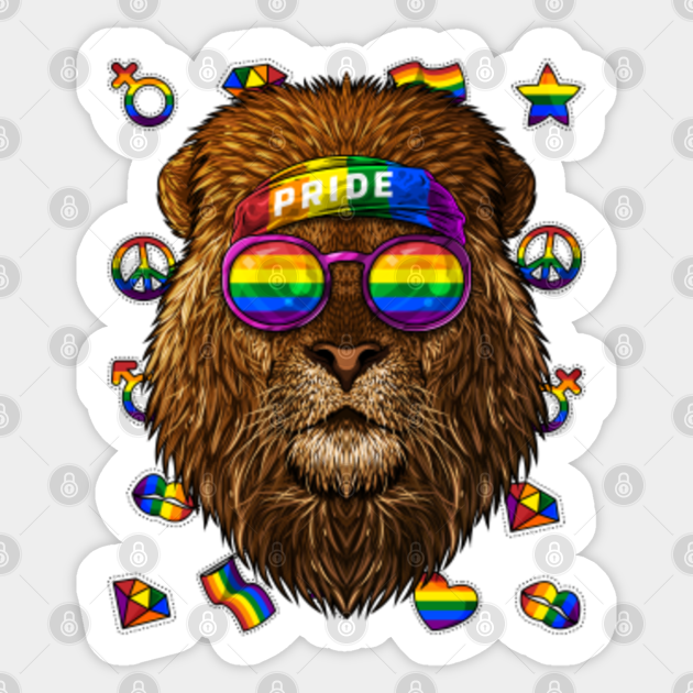 LGBT Lion Gay Pride Month Animal Rainbow Lesbian - Gay Lion - Sticker | TeePublic LGBT Lion Gay Pride Month Animal Rainbow Lesbian - Gay Lion - Sticker | TeePublic