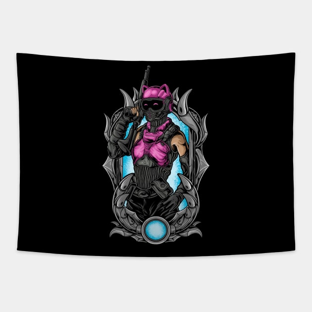 cyber cat Tapestry by sugiartoss_