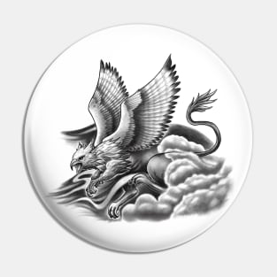 Fierce Mythical Griffin Flying in the Mist Pin