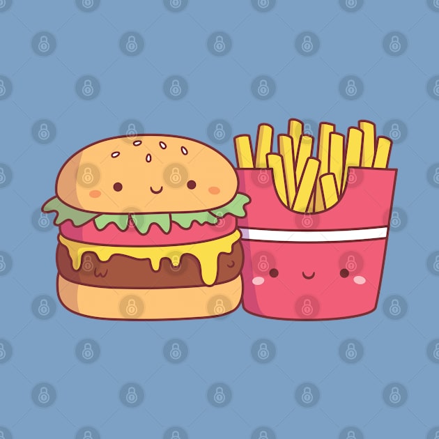 Cute Burger and French Fries Food by rustydoodle