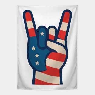 Peace and pride hand in US flag style Tapestry