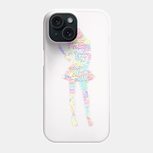 Fashion Girl Silhouette Shape Text Word Cloud Phone Case