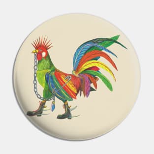 Punky Rooster Large Pin