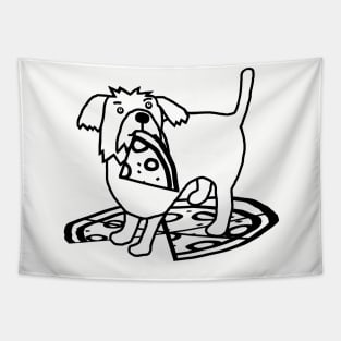 Cute Dog with Pizza Outline Tapestry