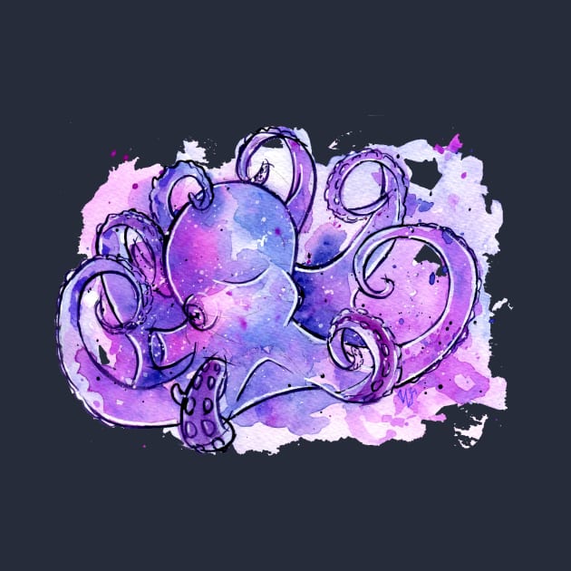 Watercolor Octopus - Purple by TehNessa