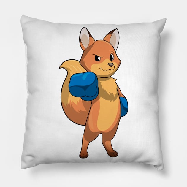 Fox as Boxer with Boxing gloves Pillow by Markus Schnabel