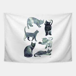 Galaxy Cats Pattern - Gray Tapestry