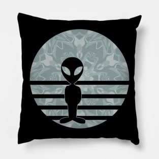 Encounters Kaleidoscope Pattern Gray Alien Sunset Silhouette Pillow