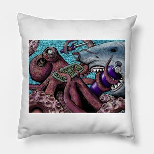 Giant Pacific Octopus versus Great White Shark Pillow