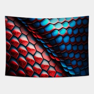 Snake pattern, with pattern, SciFi, scale pattern, red and blue Tapestry