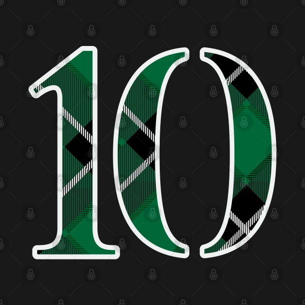 10 Sports Jersey Number Green Black Flannel by Design_Lawrence