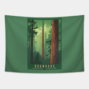 Redwoods Vintage Travel Poster Tapestry