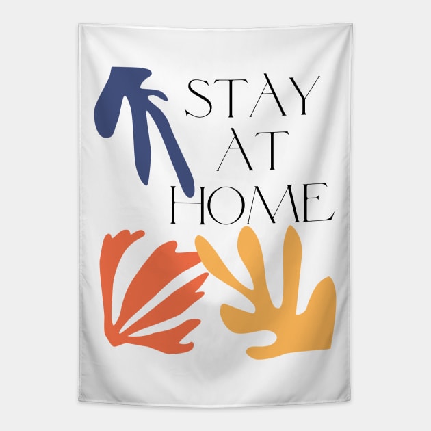 STAY AT HOME ••• Aesthetic Retro Typography Design Tapestry by unknown_pleasures