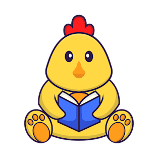 Cute chicken reading a book. T-Shirt