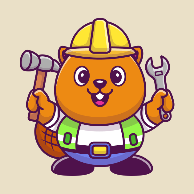 Cute Beaver Construction Cartoon by Catalyst Labs