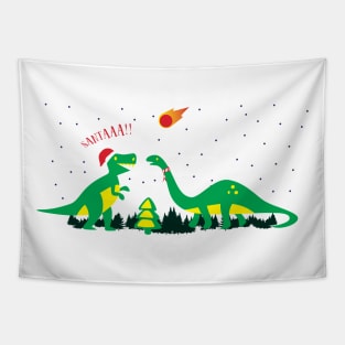 'Merry Extinction' Funny Christmas  Dinosaur Tapestry