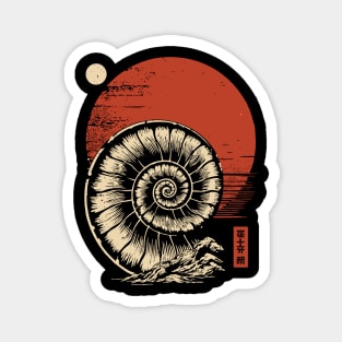 Spiraled Fossil in Ancient Ukiyo-E Tones Magnet