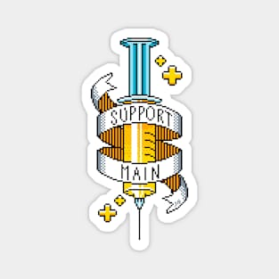 Support Main Gamer Yellow Pixel Art Syringe Magnet