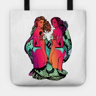 Blue Red Blend Gemini Beauty Tote