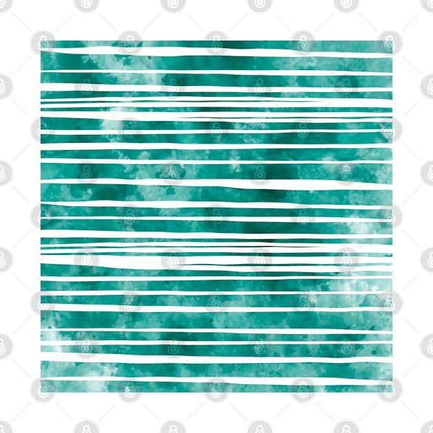 Teal Uneven Stripes Pattern Watercolor Abstract Cute  Girly Pretty Trendy Design by anijnas