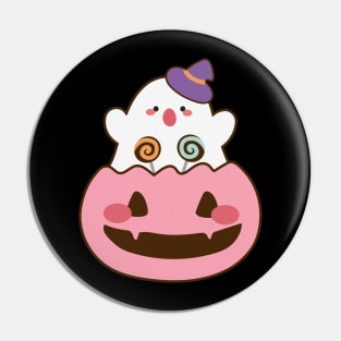 Baby Cute Ghost with Pink Pumpkin Pin