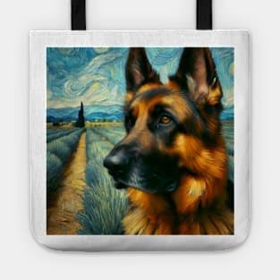 A German Shepherd’s Reveries - Alsatian in Vincent Van Gogh Style Tote